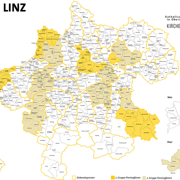 Pfarrkarte Stand März 2022 / Diözese Linz Pfarrkarte Stand März 2022